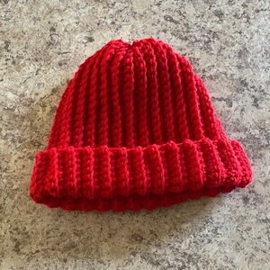 Cozy Red Knit Beanie for Kids